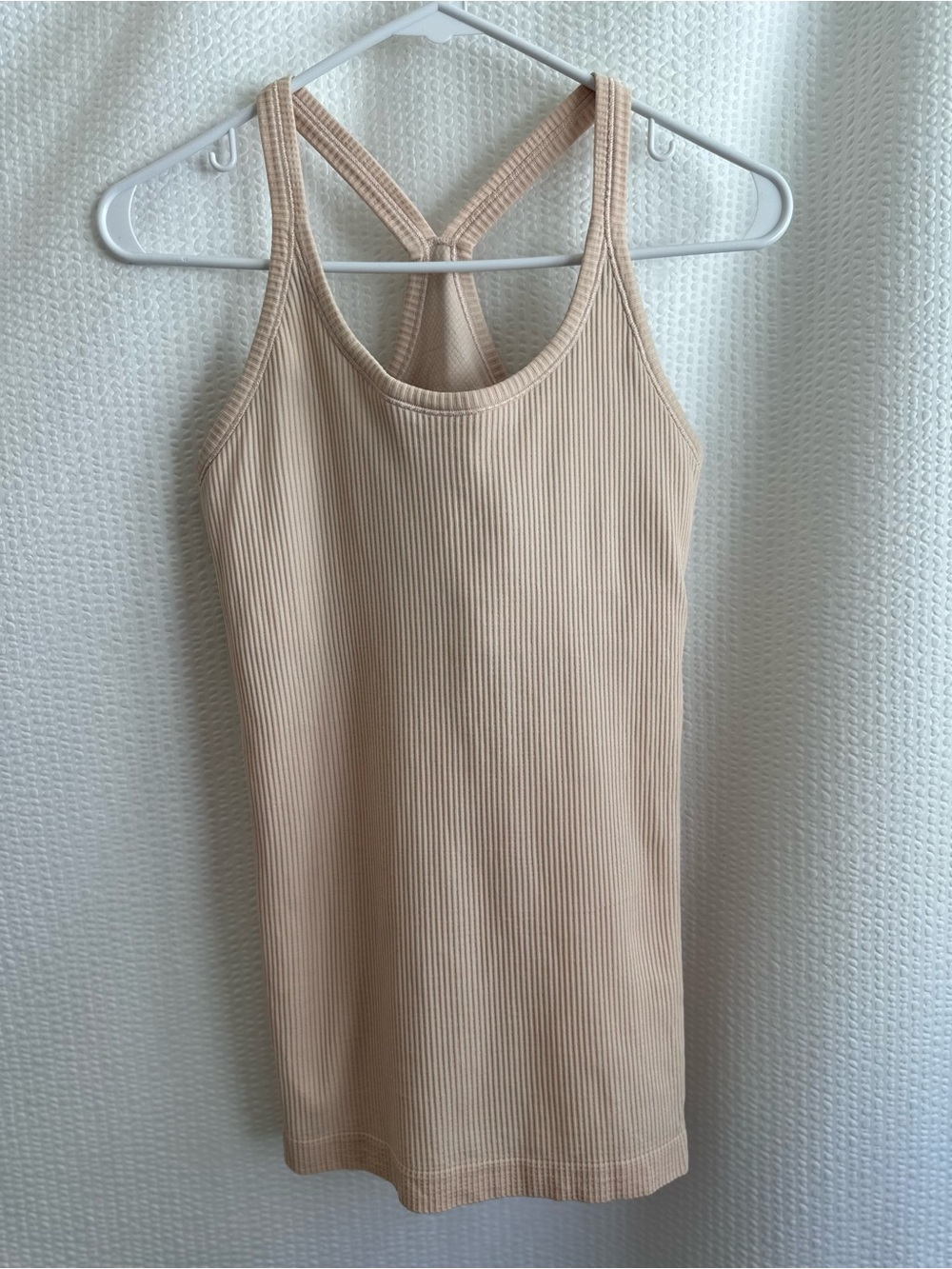 LULULEMON Ebb to Street Tank Peach Nude Ribbed Racerback Built In Bra Size 8